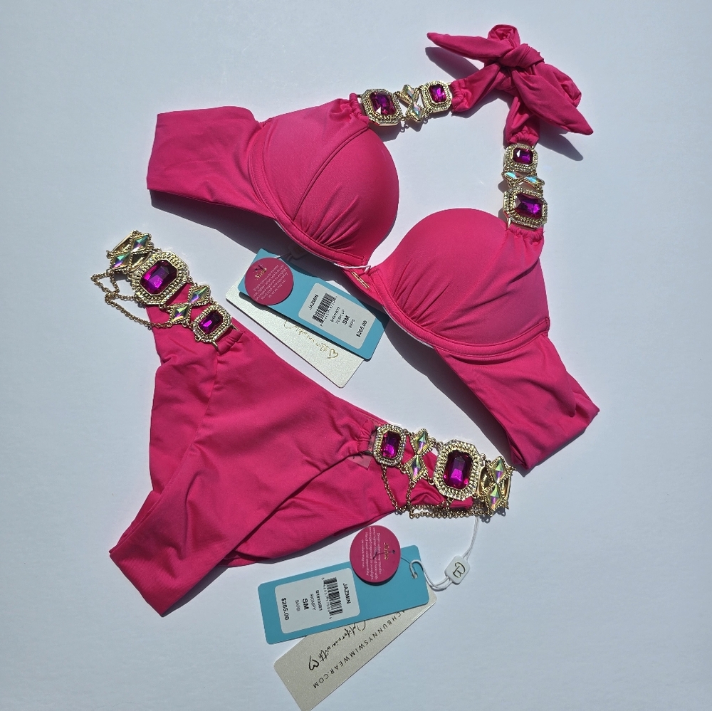 Beach Bunny Push Up Jazmin Pink Bikini Set NWT